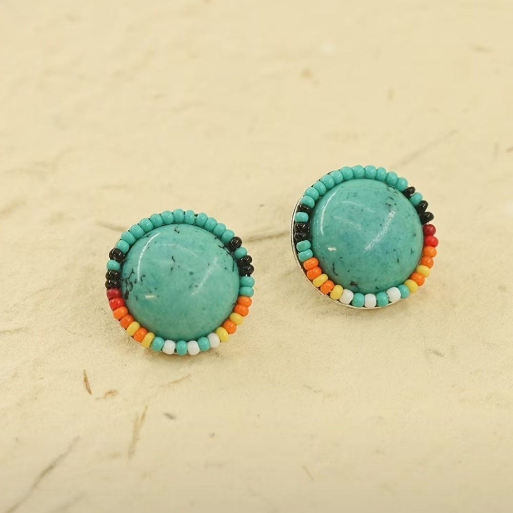 New Western Navajo Beaded Earrings Women Jewelry Cowboy Studded